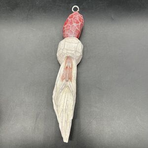 Vtg Wood Santa Elongated Crackle Glitter Tree Ornament 9” Tall